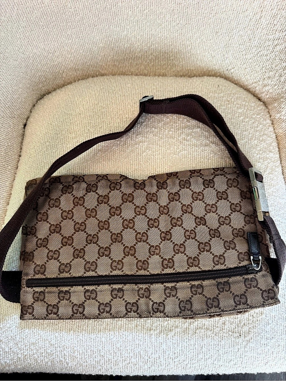 Gucci GG Canvas Flap Messenger Bag Belt Bag Brown & Black